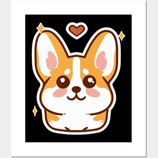 Kawaii Corgi Dog Lover Puppy Retro Posters and Art